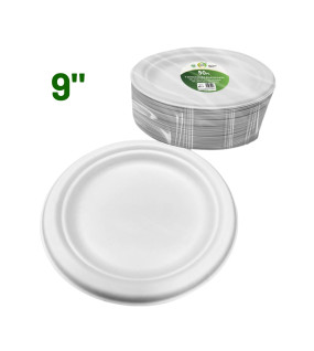 50pc 9" Biodegradable Bagasse Plates 50pc 9" Biodegradable Bagasse Plates