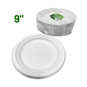 50pc 9" Biodegradable Bagasse Plates 50pc 9" Biodegradable Bagasse Plates
