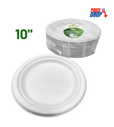 50pc 10" Biodegradable Bagasse Plates