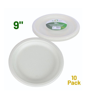 10pc 9" Biodegradable Bagasse Plates 10pc 9" Biodegradable Bagasse Plates