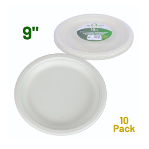 10pc 9" Biodegradable Bagasse Plates 10pc 9" Biodegradable Bagasse Plates