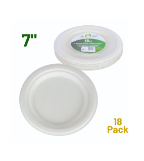 18pc 7" Biodegradable Bagasse Plates 18pc 7" Biodegradable Bagasse Plates