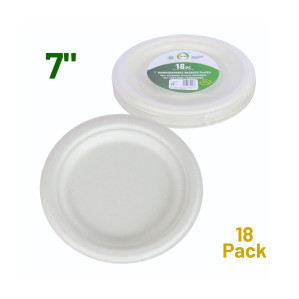 18pc 7" Biodegradable Bagasse Plates 18pc 7" Biodegradable Bagasse Plates