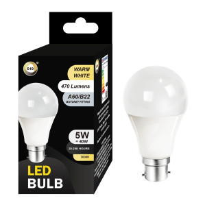 Warm White Led Bulb 5W A60/B22 Warm White Led Bulb 5W A60/B22