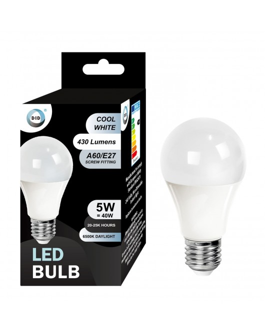 Cool White Led Bulb 5W A60/E27