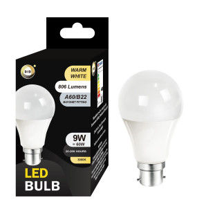 Warm White Led Bulb 9W A60/B22 Warm White Led Bulb 9W A60/B22