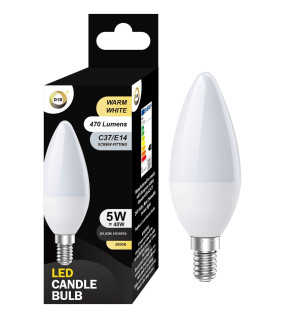 Warm White Led Candle Bulb 5W C37/E14 Warm White Led Candle Bulb 5W C37/E14