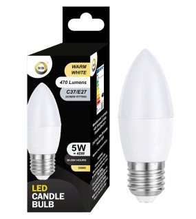 Warm White Led Candle Bulb 5W C37/E27 Warm White Led Candle Bulb 5W C37/E27