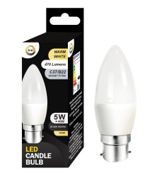 Warm White Led Candle Bulb 5W C37/B22