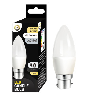 Warm White Led Candle Bulb 5W C37/B22 Warm White Led Candle Bulb 5W C37/B22
