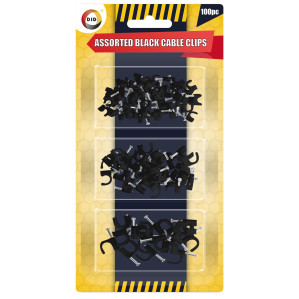 100pc Assorted Black Cable Clips