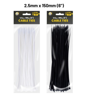 150Pk 150mm x 2.5mm Cable Ties 150Pk 150mm x 2.5mm Cable Ties