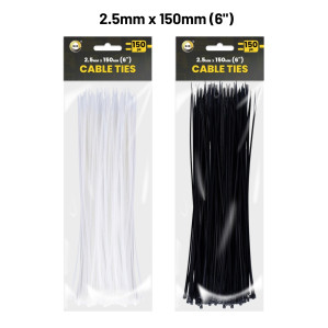 150Pk 150mm x 2.5mm Cable Ties 150Pk 150mm x 2.5mm Cable Ties