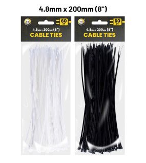 60Pk 200mm x 4.8mm Cable Ties 60Pk 200mm x 4.8mm Cable Ties