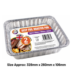 2pc Foil Deep Roaster Pan (Approx 330mm x 260mm x 100mm)