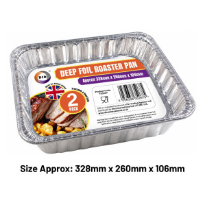 2pc Foil Deep Roaster Pan (Approx 330mm x 260mm x 100mm)