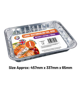 1pc Large Rectangular Foil Dish (Approx 459mm x 339mm x 68mm)