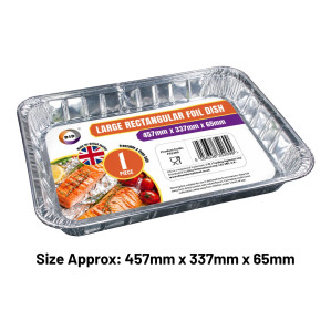1pc Large Rectangular Foil Dish (Approx 459mm x 339mm x 68mm)