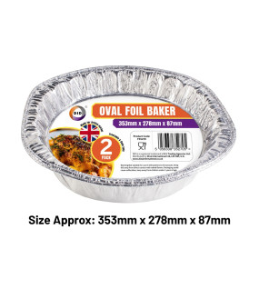 2pc Oval Foil Baker (Approx 335mm x 270mm x 92mm)