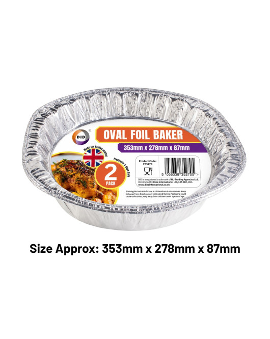 2pc Oval Foil Baker (Approx 335mm x 270mm x 92mm)