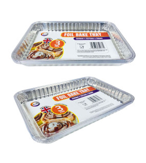 3pc Foil Bake Tray (Approx 320mm x 225mm x 45mm)