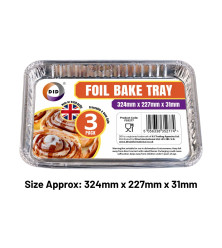 3pc Foil Bake Tray (Approx 324mm x 227mm x 31mm)