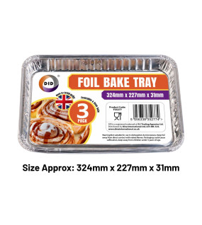 3pc Foil Bake Tray (Approx 320mm x 225mm x 45mm)