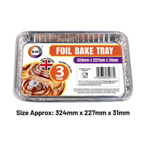3pc Foil Bake Tray (Approx 320mm x 225mm x 45mm)