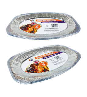 2pc Large Foil Platters (Approx 425mm x 285mm x 25mm)