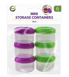 6pc 35ml Mini Storage Containers 6pc 35ml Mini Storage Containers