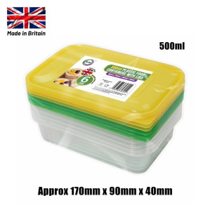 6pc 500ml Plastic Containers with Lids 6pc 500ml Plastic Containers with Lids