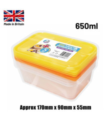 5pc 650ml Plastic Containers with Lids