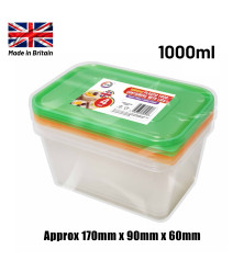 4pc 1000ml Plastic Containers with Lids