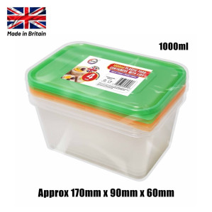4pc 1000ml Plastic Containers with Lids 4pc 1000ml Plastic Containers with Lids