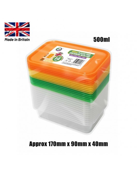 14pc 500ml Plastic Containers with Lids