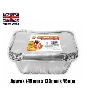 8pc Foil Containers & Lids (Approx 145mm x 120mm x 45mm) 8pc Foil Containers & Lids (Approx 145mm x 120mm x 45mm)