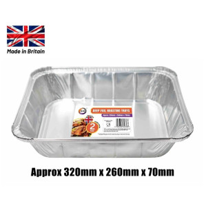 2pc Deep Foil Roasting Trays (Approx 320mm x 260mm x 70mm) 2pc Deep Foil Roasting Trays (Approx 320mm x 260mm x 70mm)
