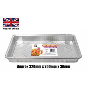 3pc Foil Bake Trays (Approx 320mm x 200mm x 30mm) 3pc Foil Bake Trays (Approx 320mm x 200mm x 30mm)