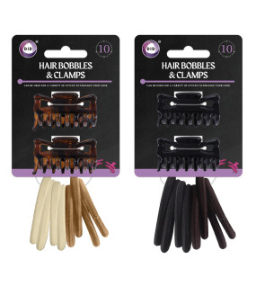 10pc Hair Bobbles & Clamps 10pc Hair Bobbles & Clamps