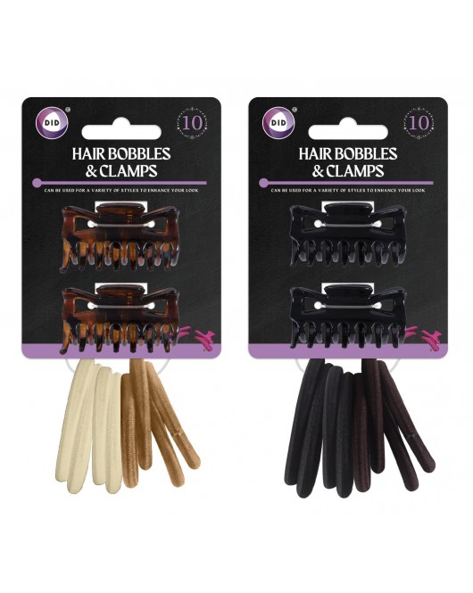 10pc Hair Bobbles & Clamps