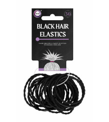 30Pk Black Hair Elastics