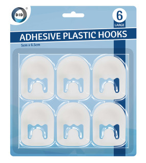 6Pk Large Adhesive Plastic Hooks 6Pk Large Adhesive Plastic Hooks