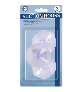 3Pk 6cm Suction Hooks 3Pk 6cm Suction Hooks