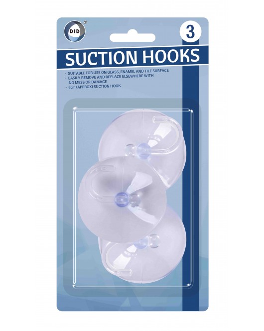 3Pk 6cm Suction Hooks