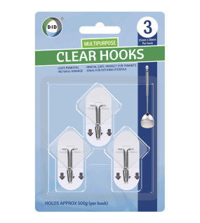 3Pk Multipurpose Clear Hooks 3Pk Multipurpose Clear Hooks