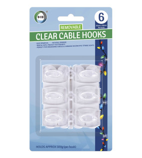 6Pk Clear Cable Hooks 6Pk Clear Cable Hooks