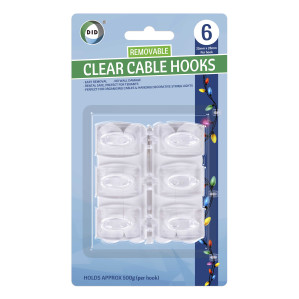 6Pk Clear Cable Hooks 6Pk Clear Cable Hooks