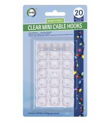 20Pk Clear Mini Cable Hooks