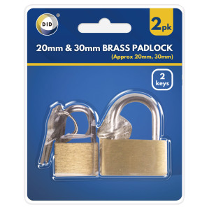2pc 20mm & 30mm Brass Padlocks 2pc 20mm & 30mm Brass Padlocks