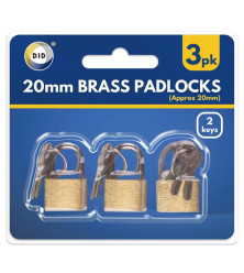 3pc 20mm Brass Padlocks